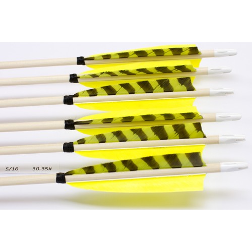 6 Handgemachte Holzpfeile (5/16 30-35# 1xbarr. charteuse/2x charteuse)